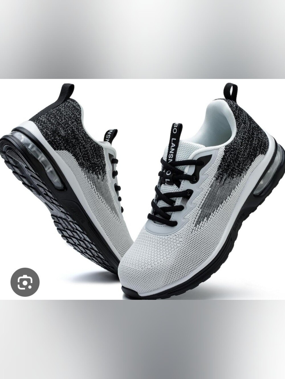 Men's Breathable Grey and Black Athletic Sneakers with Cushioned Sole